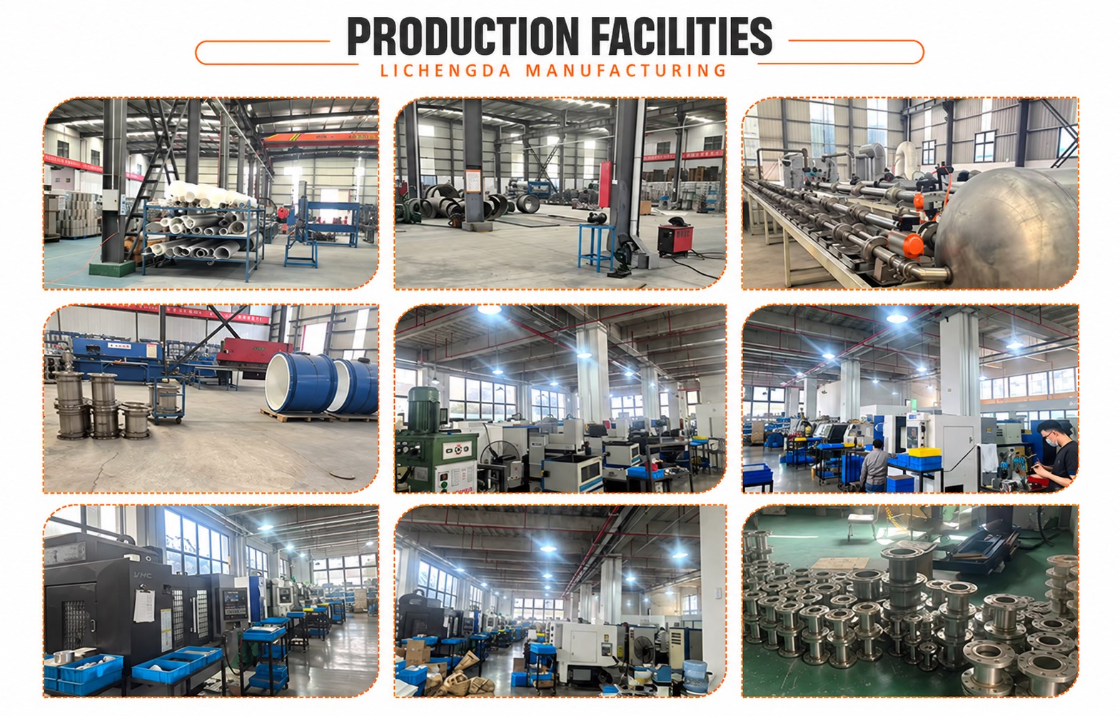 LICHENGDA production facilities with tube forming, welding and CNC machining equipment
