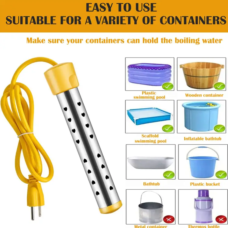 Instant Water Heater — submersible 220v 1500W bucket electric Immersion portable Water Heater for bathroom 6