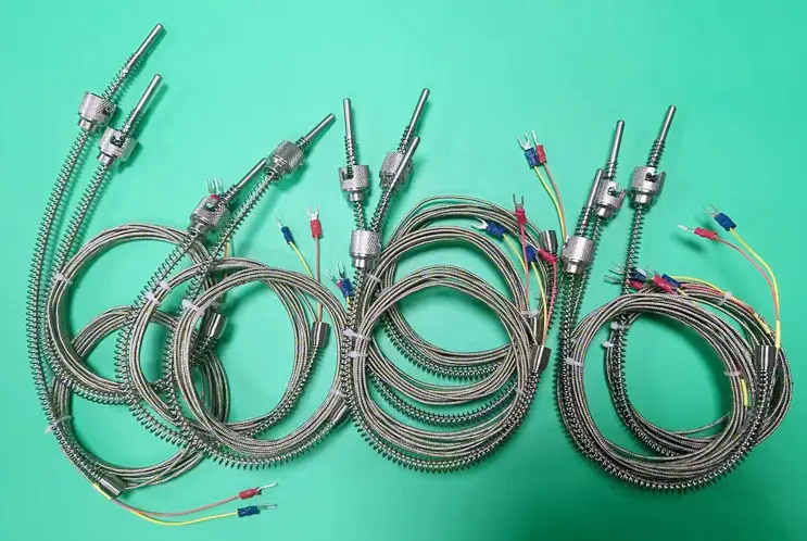 J Type Thermocouple For Extruder — K J E PT100 type compression spring bayonet rtd thermocouple temperature sensors 1