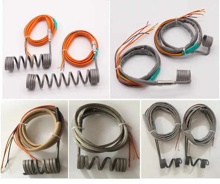 Spiral Coil Heater — 220v industrial stainless steel air resistance spring electrical hot runner heater coil with thermocouple 5