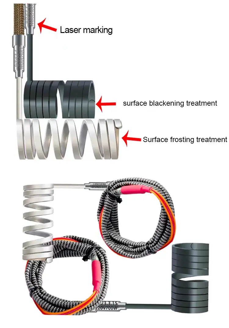Spiral Coil Heater — 220v industrial stainless steel air resistance spring electrical hot runner heater coil with thermocouple 3