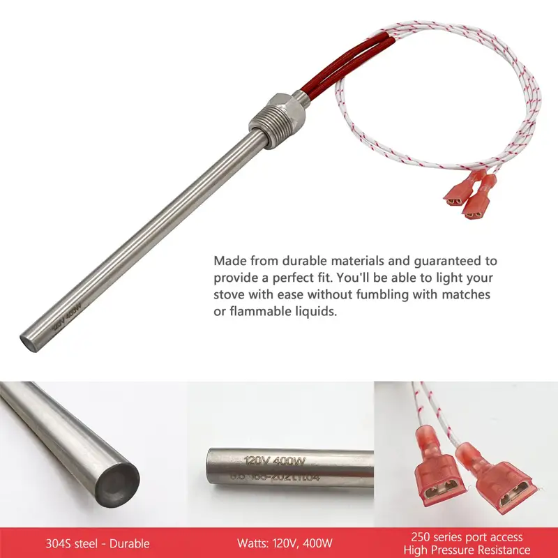 Pellet Grill Igniter For Lennox Stove — H8127 12150213 XP3500 400 Watts 120V AC Pellet Stove Threaded Ignitor Hot Rod for Whitfield & Lennox 5