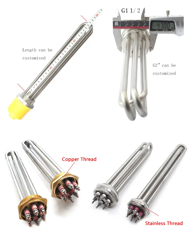 Heating Rod For Water — 3kw/6kw/9kw/12kw/15kw Electric Industrial tubular immersion water heater for Liquid heating element 4