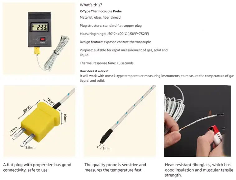 Mini K-Type Thermocouple — fast response ball shaped bead Dew point solder joint type k exposed thermocouple 5