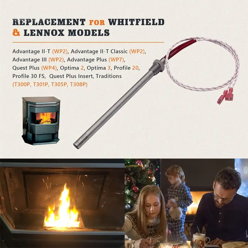 Pellet Grill Igniter For Lennox Stove — H8127 12150213 XP3500 400 Watts 120V AC Pellet Stove Threaded Ignitor Hot Rod for Whitfield & Lennox 3