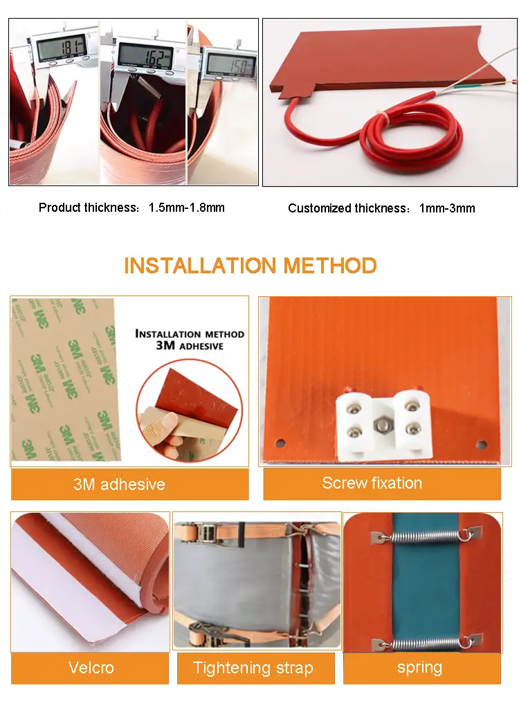 Flexible Silicone Heating Pad Element — custom 12v 24v 110v 220v industrial electric flexible pad element heating silicone heater price 5
