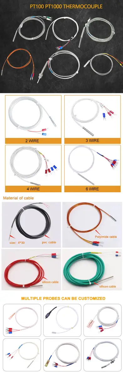 PT100 4-Wire Class A — 3 wire industrial stainless steel probe thermocouple temperature rtd sensor PT100 1