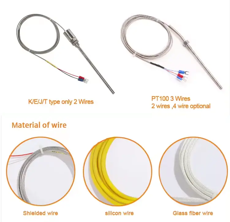 M6 Thread Pt100 Rtd Temperature Sensor — oem stainless steel probe mineral insulated thermocouple k type threaded temperature sensor 5