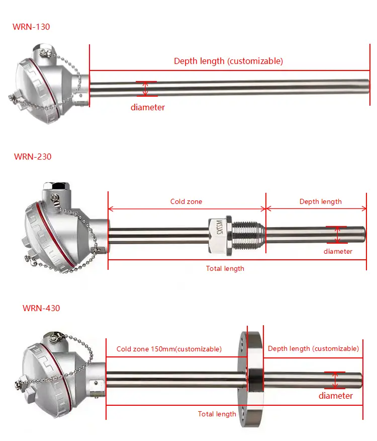 K Type Thermocouple Sensor Temperature — Industrial Temperature Sensor Resistance Pt100 Thermocouple Double element 2