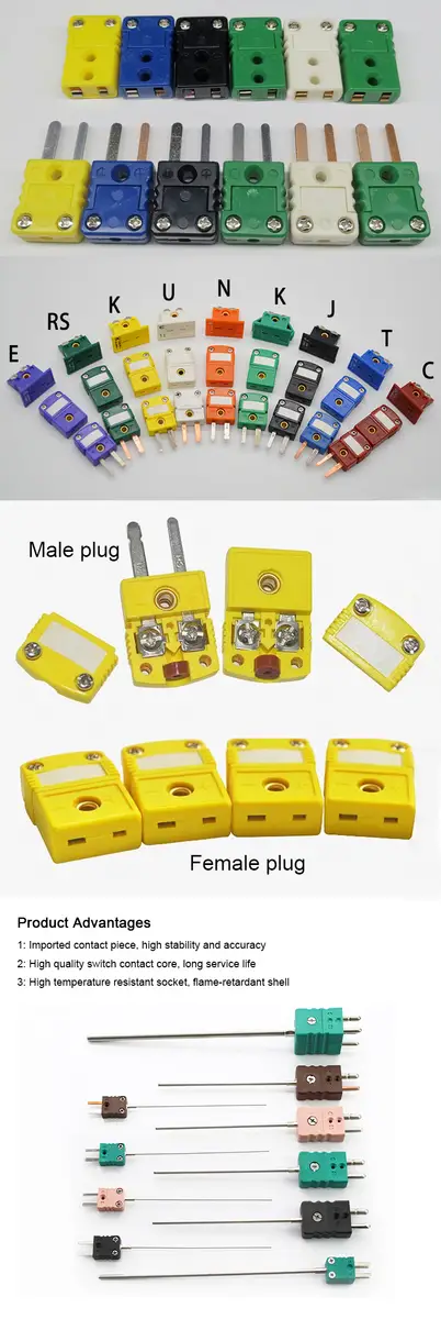 Thermocouple Plug — industrial mi E T J K type male female plug temperature thermocouple connector 1