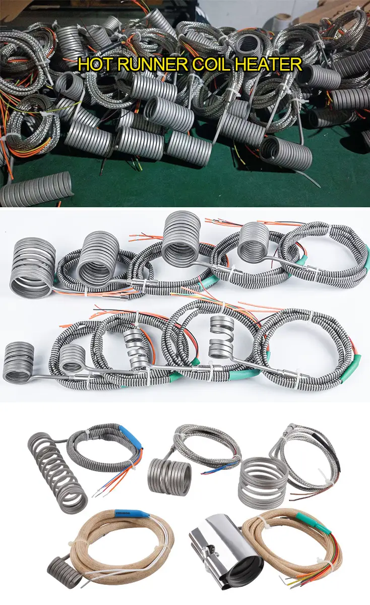 Spiral Coil Heater — 220v industrial stainless steel air resistance spring electrical hot runner heater coil with thermocouple 1